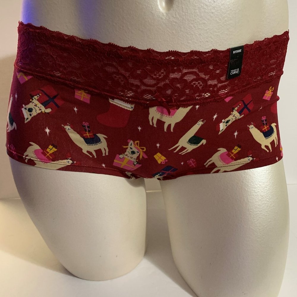 Torrid Boyshort Panties Underwear Christmas Wide Lace Llama Present Plus 1 14 16